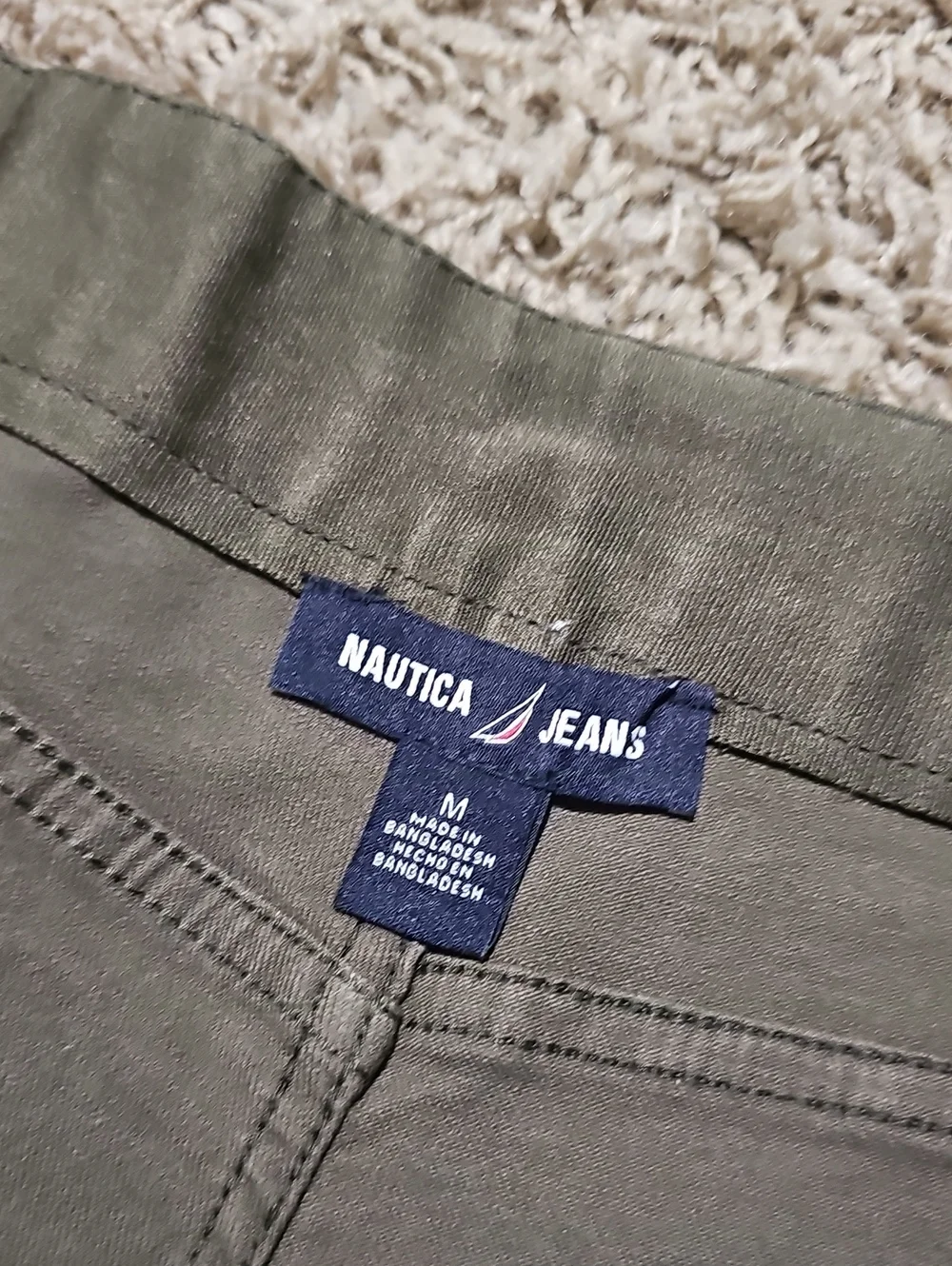 NWT Nautica Jeans Co. Shorts Olive Green Stretch Medium Twill Porkchop Utility